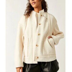 FREE PEOPLE Willow Bomber Jacket in Ivory